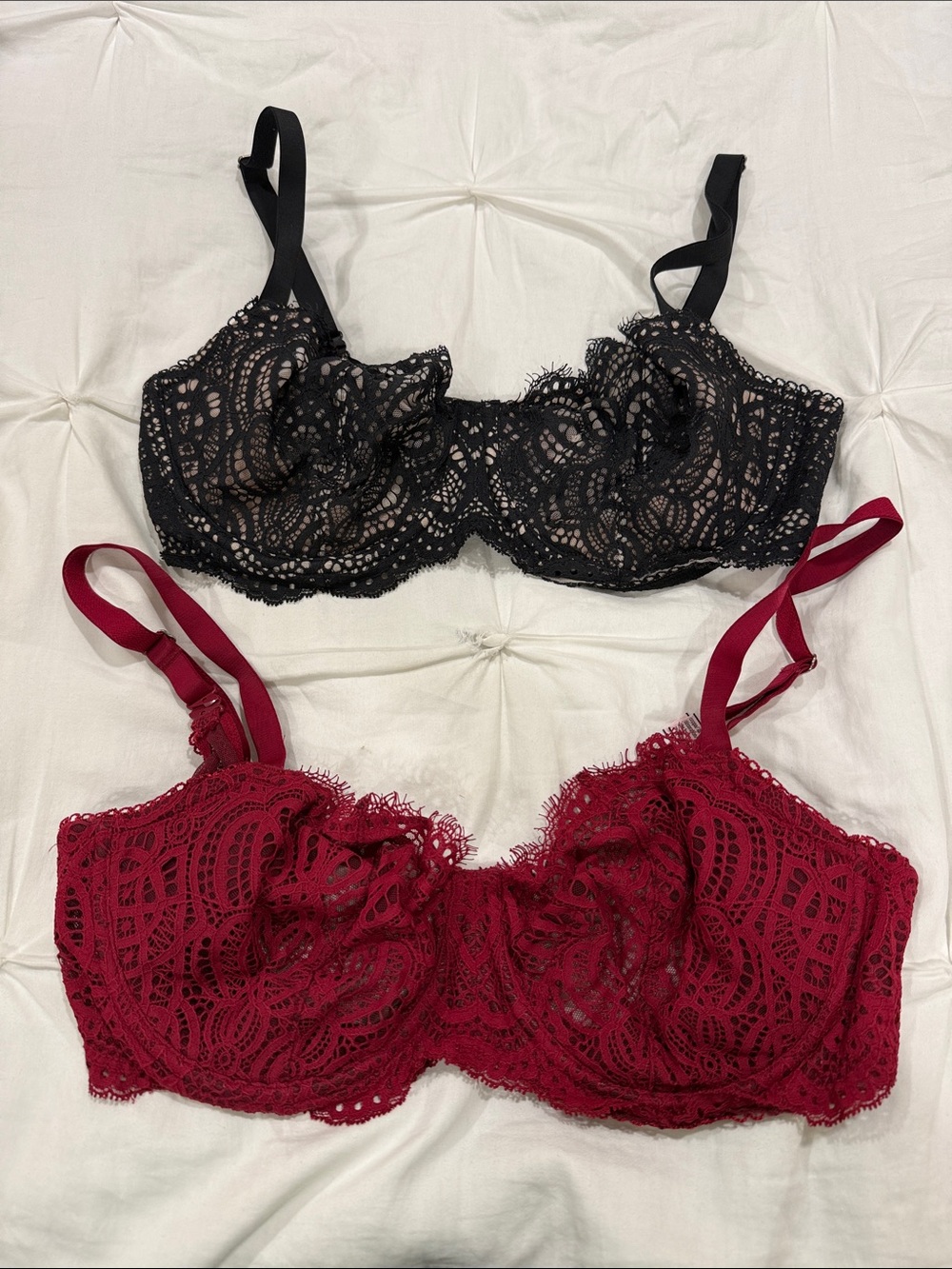 Victoria Secret Lace Underwire Bra - Black and Wine Red